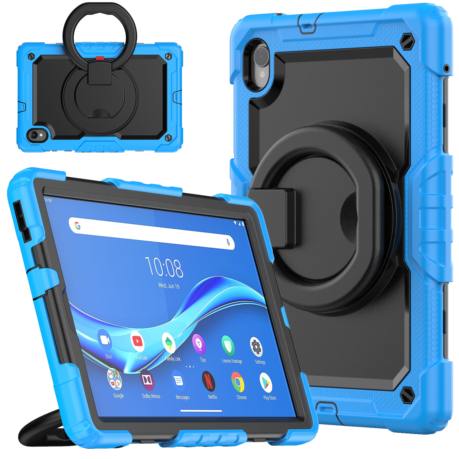 TECH CIRCLE Case for Lenovo Tab M10 Plus (10.3) (TB-X606F) Tablet - Heavy  Duty Protection Rugged Case with Kickstand Portable Handle Drop Proof  Cover, Rainbowblue 
