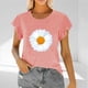 thumbnail image 2 of Mujeres Manga Corta Tops Moda Imprimir Blusa Divertida, Cuello Redondo Poliéster Spandex Tee, 2 of 6