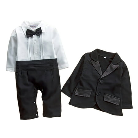 

StylesILove Infant Toddler Baby Boy Tuxedo Romper and Jacket 2-pc Formal Wear Suit (90/12-18 Months)