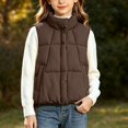 thumbnail image 6 of vokkrv Kids Waistcoat Sleeveless Zip Vest Jacket, Mid Size Children Warm Outerwear, Wind Resistant Casual Layering Coat for Boys Girls Winter Daily Wear Brown 3-4 Years, 6 of 7