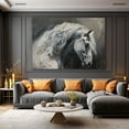 thumbnail image 3 of Horse Oil Painting White War Horse Canvas Art Framed Horse Picture Wall Art For Livingroom Bedroom Office, 3 of 6