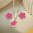 thumbnail image 6 of Flower Necklace Earrings Stud Earrings Pendant Women Jewelry Set Long Chain Necklace for Birthday Gifts Halloween Party Decor Rose Red, 6 of 8