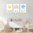 thumbnail image 3 of 3Pcs Boho Nursery Canvas Wall Art Play All Day Kids Room Wall Decor Pictures Rainbow Sun Cloud Posters Prints for Boy Girl Bedroom Playroom Classroom Decoration, 12x16in, 3 of 6