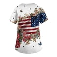 thumbnail image 2 of 250th Anniversary USA Scrub Tops Women American Flag Print Stretch V Neck Scrubs 4th of July Nurse Working Uniforms with Pockets, 2 of 4