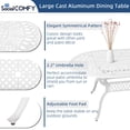 thumbnail image 2 of 9-Piece Patio Cast Aluminum Dining Set, 8 Person Outdoor Dining Furniture Set, includes 84" Oval Table and 8 Chairs with Umbrella Hole for Patio Deck Garden, White, 2 of 7