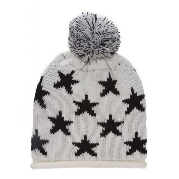 Top Headwear Stars Long Beanie w/ Pom - White