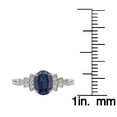 thumbnail image 5 of 14k Solid White Gold Vintage Style Oval Natural Sapphire and Diamond Birthstone Engagement Ring, 5 of 6