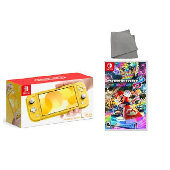 Nintendo Switch Lite Yellow Edition with Mario Kart 8 Deluxe and Screen Cleaning Cloth (JP Console)