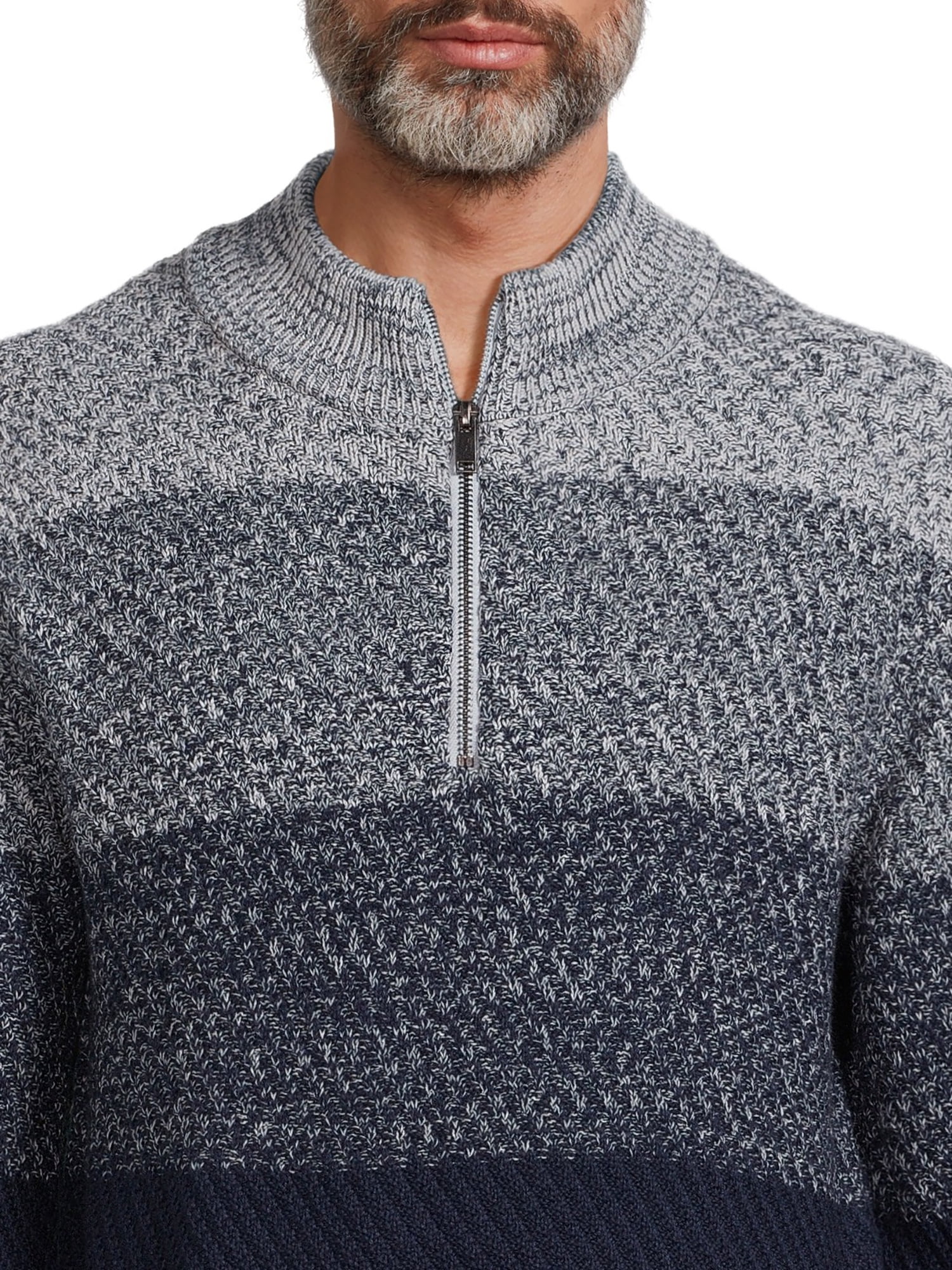 Tribekka 44 Men's Gradient Mock Neck Quarter Zip Sweater with Long Sleeves, Sizes S-2XL