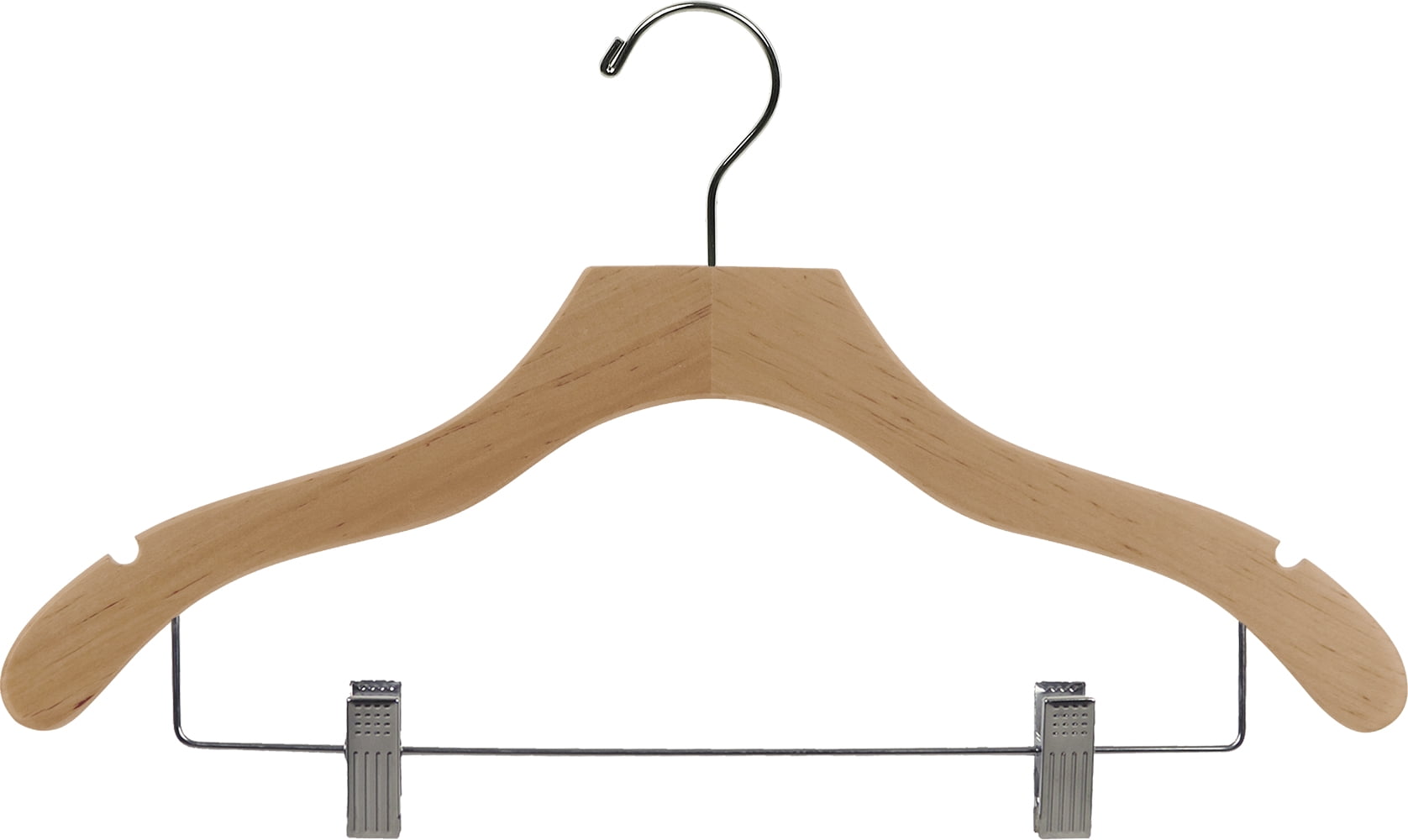 International Hanger Wavy Wood Combo Hanger w/ Cushion Clips, Box of 25