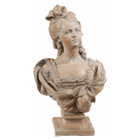 26 Inch Bust Statuette, Expertly Designed Accent Decor, Polyresin, Taupe- Saltoro Sherpi