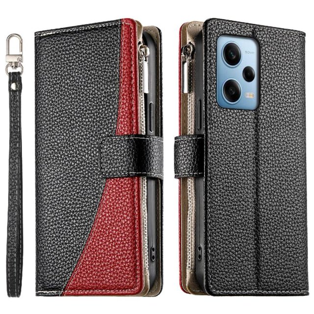 Funda cartera GANGXUN para Xiaomi Poco X5 Pro , cuero PU con tarjetero, cremallera, correa de mano, soporte y protección 1183°