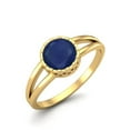 thumbnail image 2 of 1.05 Cts Round Bezel Set Blue Sapphire 925 Sterling Silver Gold Vermeil Split Shank Women Valentines Day Gifts Rings, 2 of 3