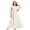 Beige, variant on ZHOGXU Kids Classic Dresses For Girls Fly Sleeve O Neck Solid Color Flowy Pleated Gown Birthday Party Outfit