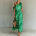 thumbnail image 2 of ZHOGXU Womens Summer Dresses Sleeveless One Shoulder Polka Dot Print Comfortable Elegant Dress For Casual And Formal Occasions,Green,L, 2 of 4