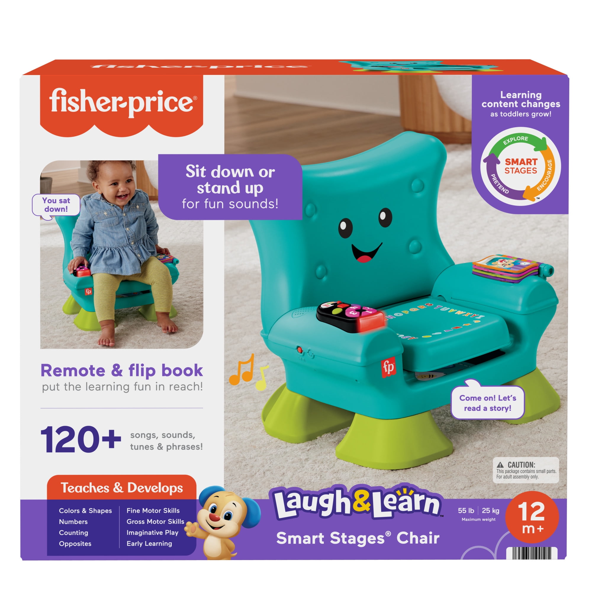 Fisher-Price Laugh & Learn Smart Stages Chair Electronic Learning Toy for Toddlers, Teal