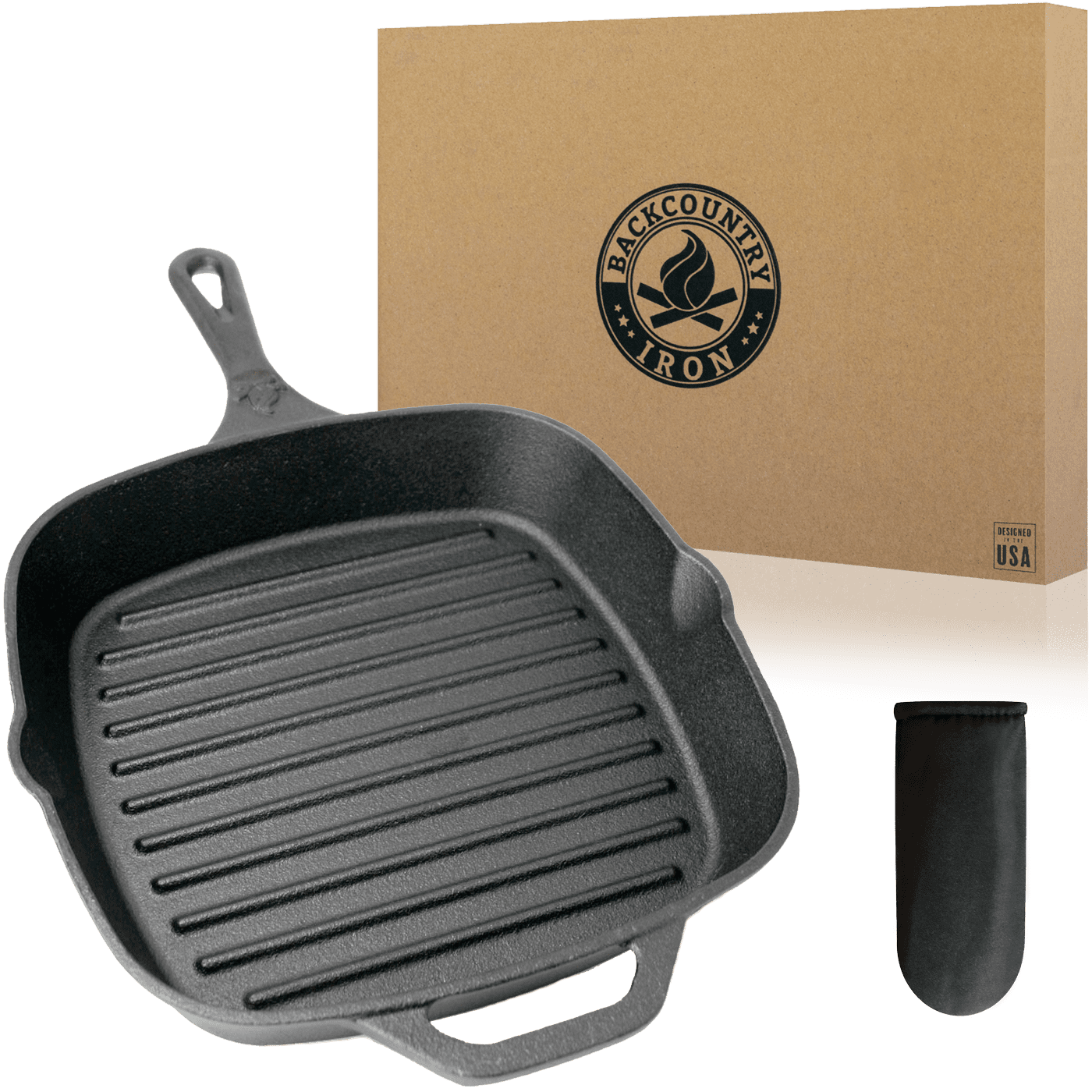 Backcountry Iron 8 Inch Square Grill Pan Medium PreSeasoned Cast Iron