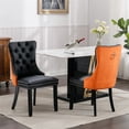 thumbnail image 3 of Miniyam Dining Chair Set of 2, High-end Tufted Contemporary PU and Velvet Upholstered, Black+Orange, 3 of 8