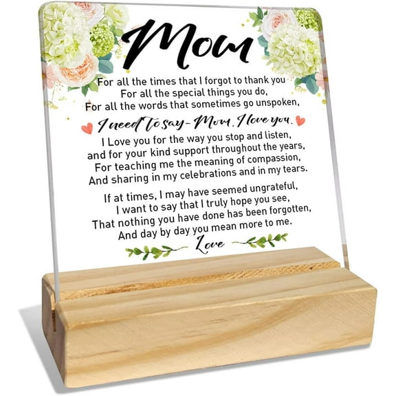 Mom Gifts from Daughter Son, Mom Gifts for Birthday Mother's Day Christmas Holiday, Mother Gifts, Thank You Gifts for Mom, Day by Day You Mean More to Me, Desk Acrylic Decor