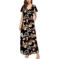 thumbnail image 1 of Puntoco Vestido De Manga Corta Con Cuello En V, Vestido Largo Hasta El Suelo De Verano Para Mujer, Vestido Largo Informal Suelto Con Bolsillos, Abertura De Manga Corta, Negro Xxxl, 1 of 6