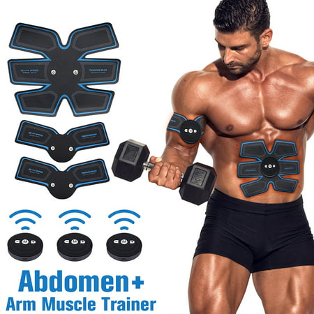 Electric EMS Abdonminal Muscle Stimulator Patch Arm Toning Muscle Trainer Training Belt ABS Body Building Exercise Fitness + Replace Gel