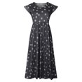 thumbnail image 3 of USSUMA Womens Sundresses Summer Casual High Waist Ruffle Pleated Flowy Long Maxi Party Beach Dress Polka Dot Short Sleeve Sun dresses for Women Plus V-Neck Dresses Vacation, 3 of 6