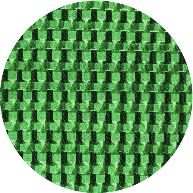 Ahgly Company Machine Washable Indoor Round Transitional Deep Emerald Green Area Rugs, 3' Round