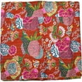 thumbnail image 2 of Indian Handmade Floral Print Kantha Quilt, Bedspread , Blanket Size ( King 108" x 108" ), 2 of 5