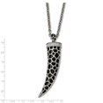 thumbnail image 2 of Stainless Steel Polished Black Glass Enamel Crystal Horn Necklace - 28 Inch, 2 of 2