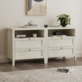 thumbnail image 4 of EYYTHUNG Modern Nightstand with Drawers Wooden End Table with Charging Station Farmhouse Night Stand Bedside Side Table with Storage, Antique White, 4 of 9