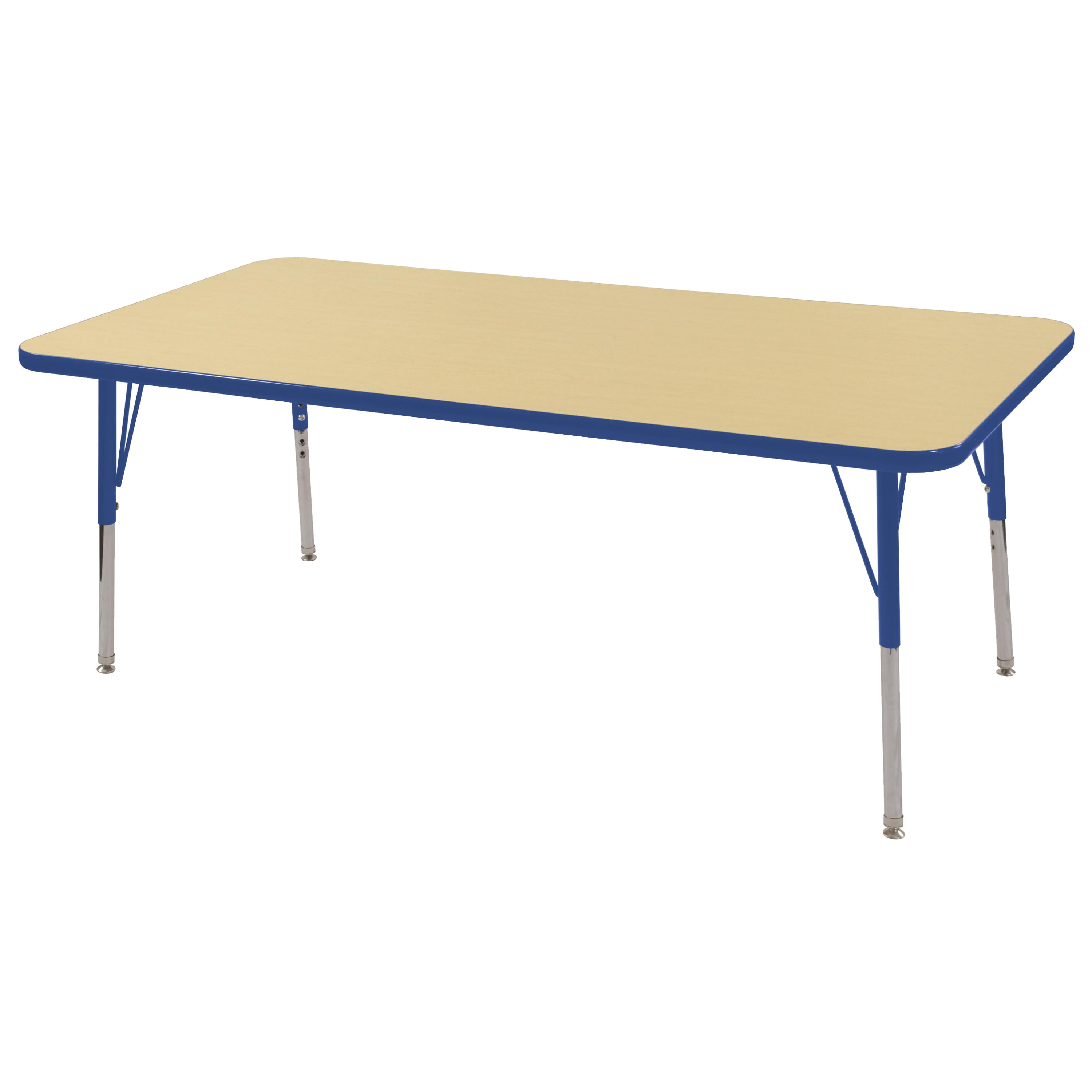 Adjustable Height 15-23 inch Maple/Blue ECR4Kids Everyday T-Mold 30 x 60 Rectangular Activity School Table Toddler Legs w/Swivel Glides 