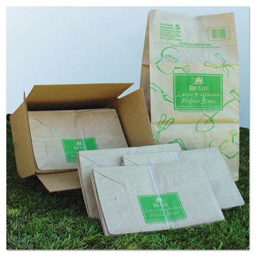 5 per package Ampac SOS30G Garbax 30 Gallon Paper Lawn and Leaf Bags
