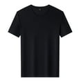 thumbnail image 2 of SWSMCLT Men's Soft Short Sleeve Shirt Lightweight T-shirt Solid Summer Top Basic Crew Neck Tee Cool Slim Fit Black Medium, 2 of 4