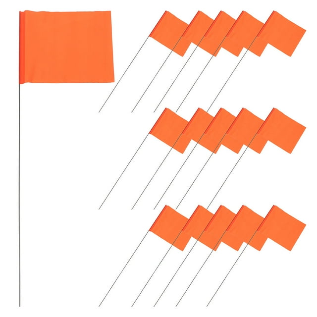 25 Pcs Drapeaux de Jardin en PVC Fluorescent avec Fil d'Acier pour Marquage de Sécurité