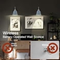thumbnail image 6 of Battery Operated Black Faux-Wood Industrial Wall Sconce Set of Two, Easy to Install Not Wires, Remote Control Dimmable LED Light Bulb, Dimmable Wall Lamp Fixtures for Indoor Bedroom Farmhouse Gallery, 6 of 10