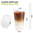thumbnail image 4 of Clear Plastic Cups with Flat Lids and Straws, Disposable Drinking Cups for Smoothie, 24 oz, 50 Count, 4 of 6
