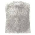 thumbnail image 5 of Htigea Faux Fur Cropped Vest for Women Sleeveless Open Front Cardigans Ladies Solid Furry Gilet Outerwear Gray XS, 5 of 5