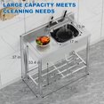 thumbnail image 3 of Stainless Steel Single Bowl Utility Sink Set, 39" Commercial Kitchen Sink with 360°Rotating Faucet, Workbench & Storage Shelf, Hot and Cold Water Pipes, for Home Restaurant Garages, 3 of 7