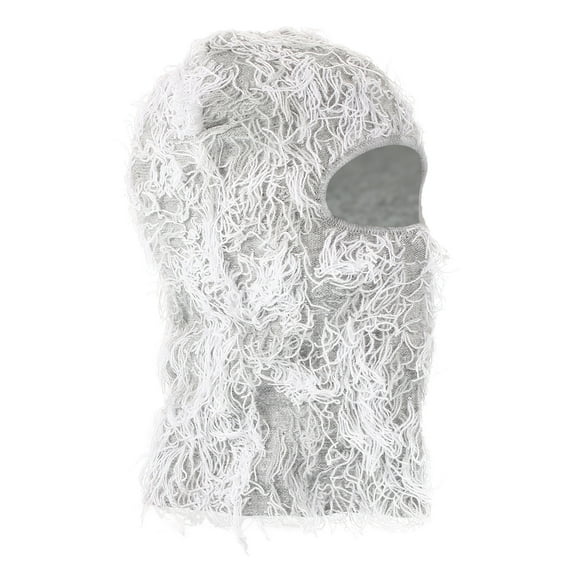 Uxcell Distressed Balaclava Ski Mask Camo Knitted Full Face Cover Grey/White