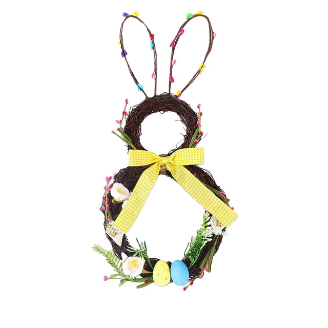 Easter Wreath For Front Door 18.9 in Bunny Shaped Plastic Spring Decoration With Multicolor Design