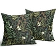 thumbnail image 2 of Botanical Print Floral Pillow Covers 20x20 Set of 2 Black Sage Green Spring Vintage Flower Plant Decorative Throw Pillow Cases Outdoor Farmhouse Decor for Sofa Couch Bed, 2 of 6