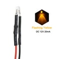thumbnail image 2 of Unique Bargains 5Pcs DC 12V 3mm Pre Wired LED Flashing Yellow Light Round Top Clear Lens, Light Emitting Diodes with Edge, 2 of 4