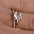 thumbnail image 4 of 1.25 Carat Princess Cut Morganite and Diamond Engagement Bridal Wedding Ring Set in 10k Rose Gold, 4 of 4