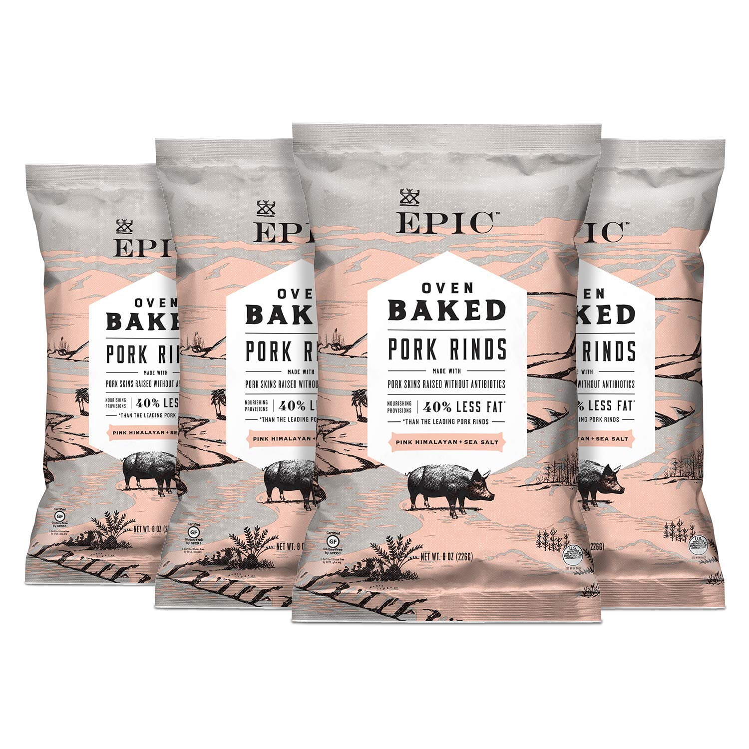 Epic Artisanal Oven Baked Pork Rinds, Pink Himalayan Sea Salt, 2.5