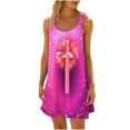 thumbnail image 1 of VEKDONE Robe Maxi à Imprimé Mode pour Femmes Été Aguichant à Dos Nu Hawaïenne Robe de Plage Décontractée Coupe Ample Évasée Robes d'Été Col Rond Robes Plissées Rose Vif P, 1 of 5