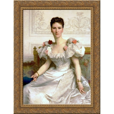 Solid Gold Madam Madam the Countess of Cambaceres 20x24 Gold Ornate Wood Framed Canvas Art by Bouguereau, William Adolphe ()