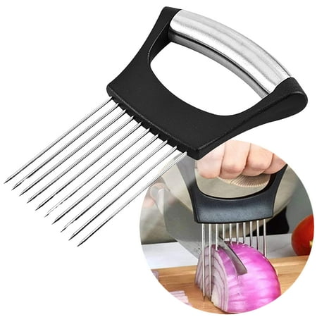 

Stainless Steel Onion Holder for Slicing Onion Cutter for Slicing and Storage of Onions Avocados Eggs and Other Vegetables