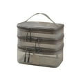 thumbnail image 2 of CuiLiyq Portable Transparent Mesh Toiletry Bag, Three Layer Travel Cosmetic Bag, Large Capacity Cosmetic Organizer Bag with Handle, 8.6" x 5.5" x 7.8", Gray, 2 of 6