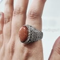 thumbnail image 2 of Natural Sunstone Mens Ring, Fire Sunstone Ring, Sunstone Ring, Silver Jewelry, 925 Silver Ring, Gift, Heavy Mens Ring, Arabic Design, Ottoman Style Ring, Christmas, Turkey Mens Signet Ring, 2 of 7