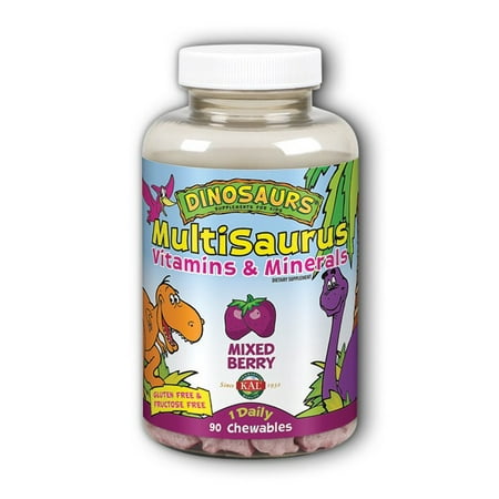 KAL Kid’s MultiSaurus Vitamins & Minerals | Children’s Chewable Once Daily Complete Multivitamin | Vit A, C, B & More | Gluten & Fructose Free | 90ct